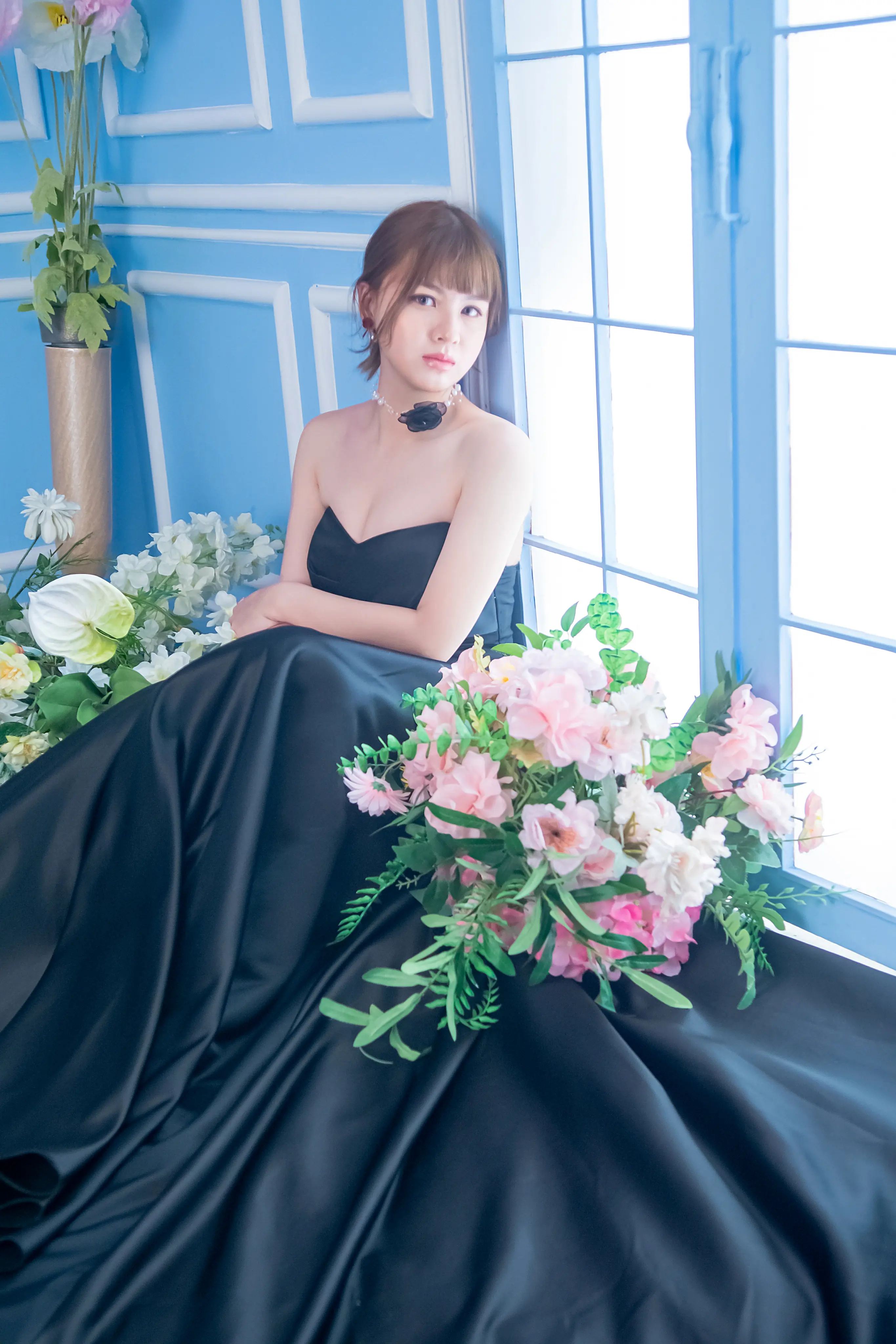 高雄彩虹婚紗攝影作品 黑禮服花藝婚紗照