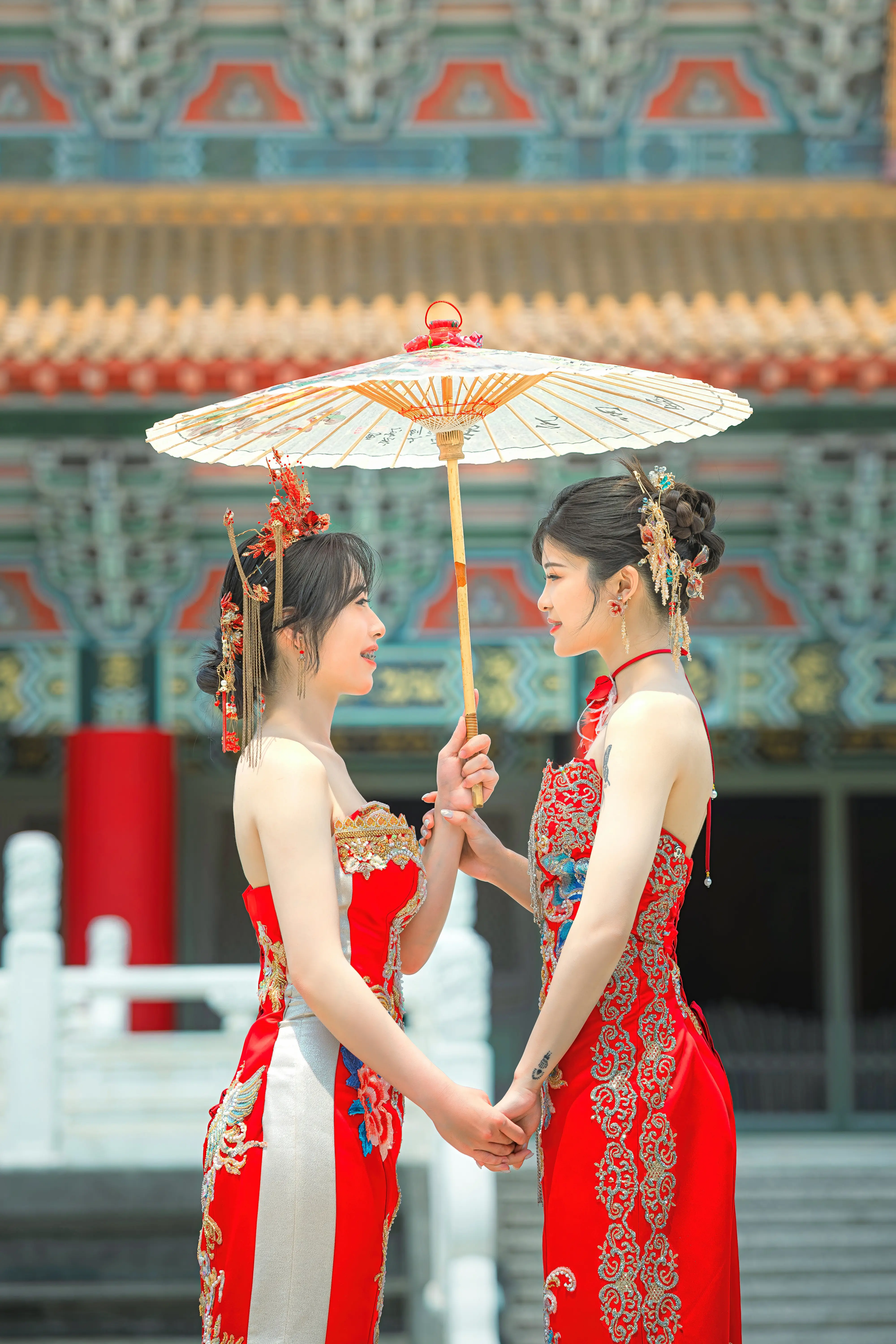 女女婚紗攝影 中式紙傘婚紗照