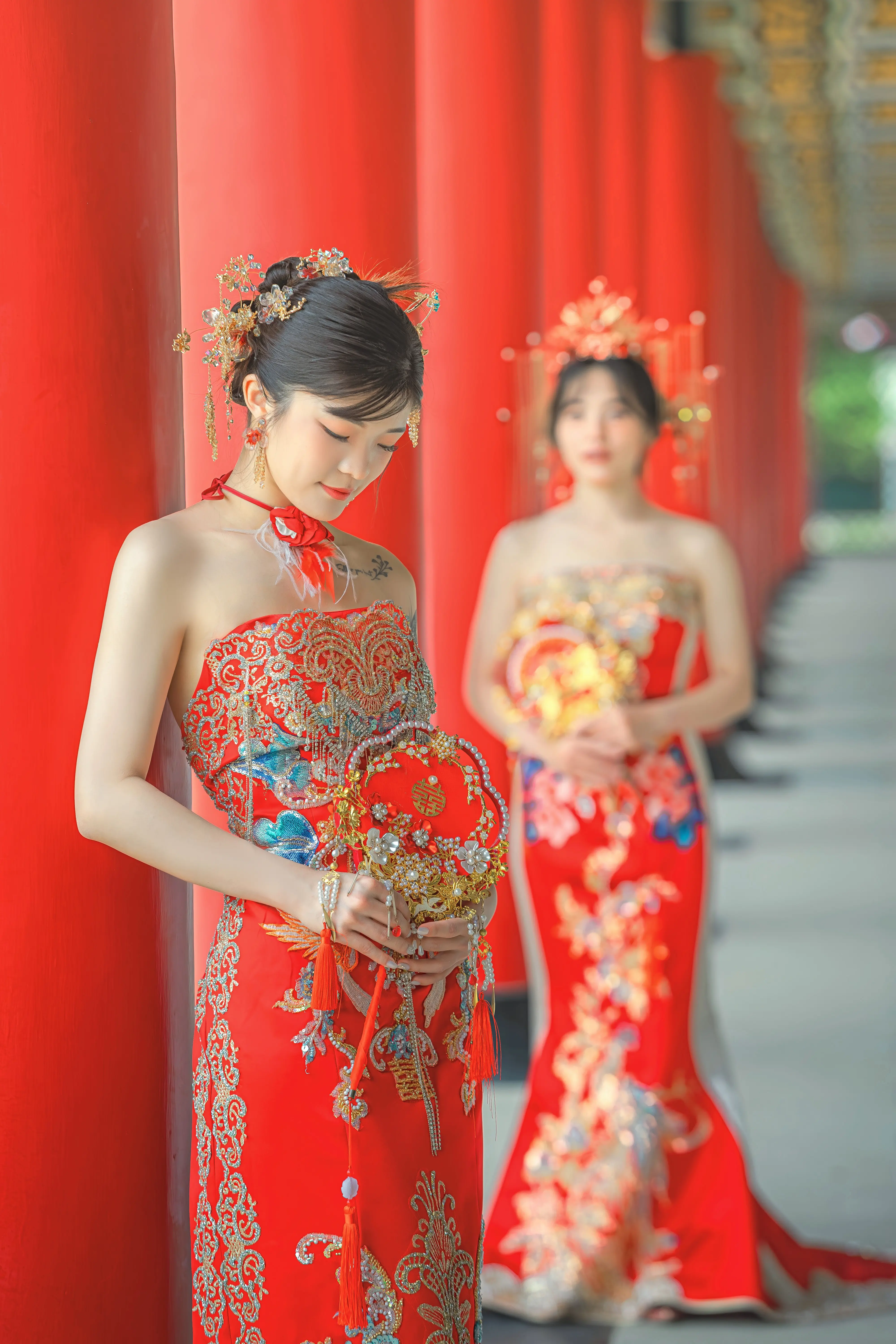女女婚紗攝影 中式禮服雙人婚紗照